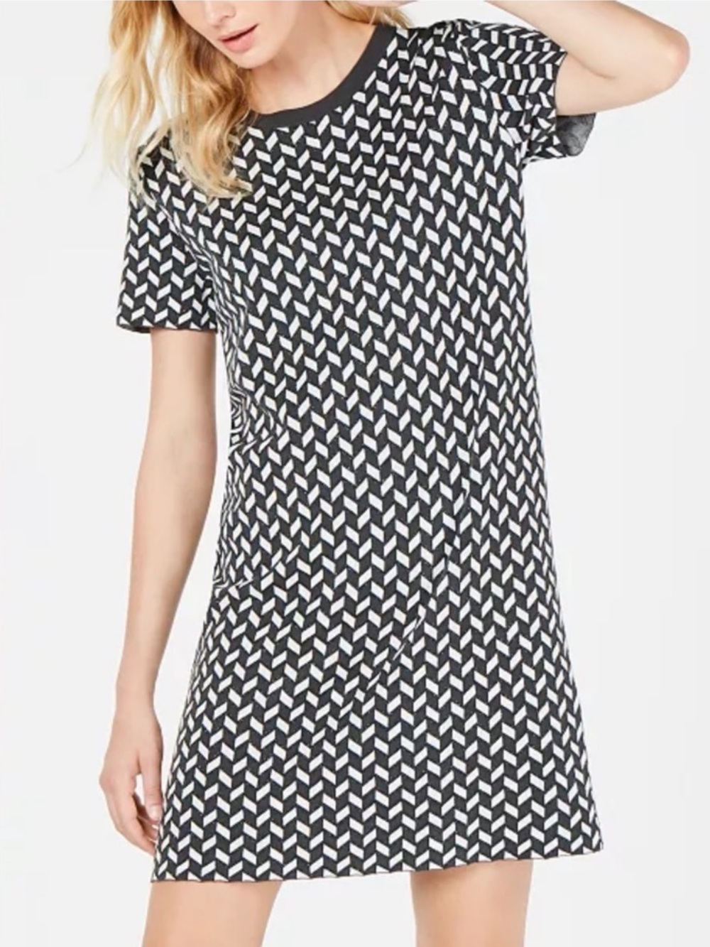 MaxMara Weekend Renna Metallic Geo-Knit Shift Mini Dress size L